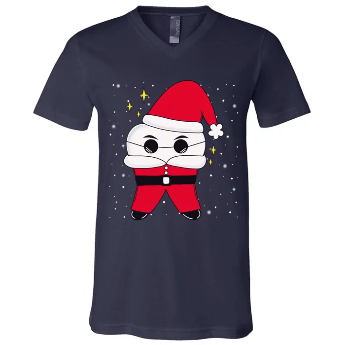 Santa Tooth Dentist Christmas Gift V-Neck T-Shirt