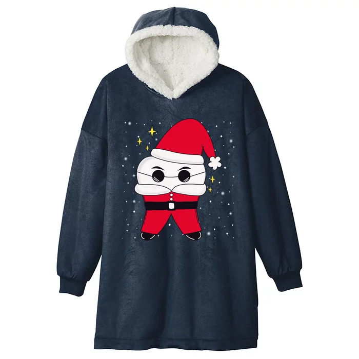 Santa Tooth Dentist Christmas Gift Hooded Wearable Blanket