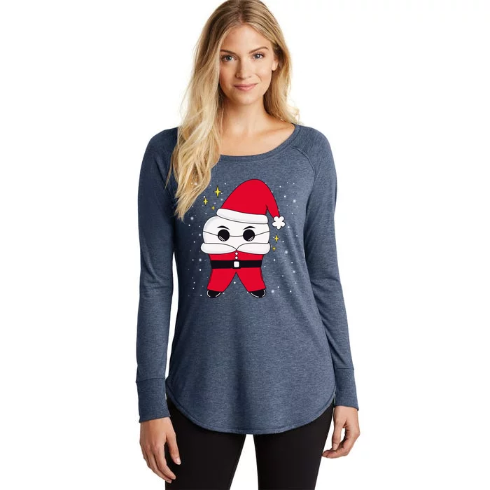 Santa Tooth Dentist Christmas Gift Women's Perfect Tri Tunic Long Sleeve Shirt