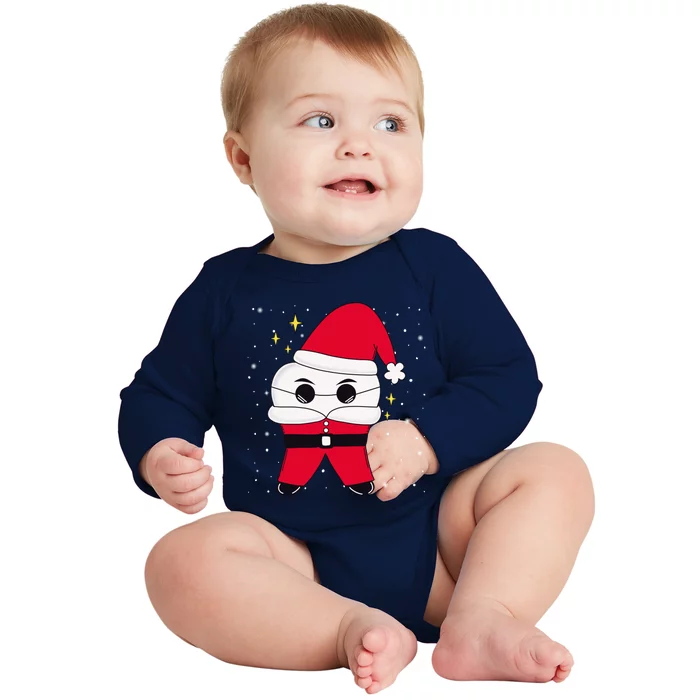 Santa Tooth Dentist Christmas Gift Baby Long Sleeve Bodysuit