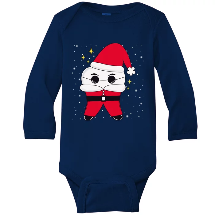 Santa Tooth Dentist Christmas Gift Baby Long Sleeve Bodysuit