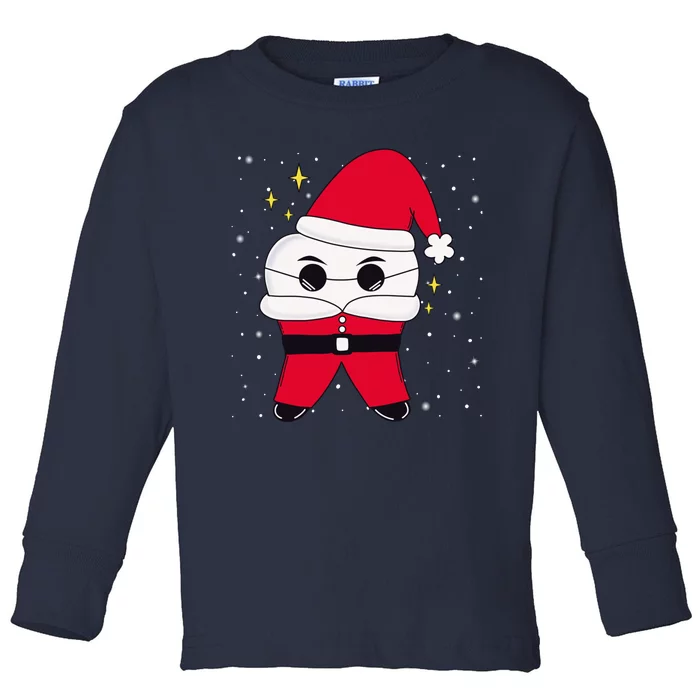 Santa Tooth Dentist Christmas Gift Toddler Long Sleeve Shirt