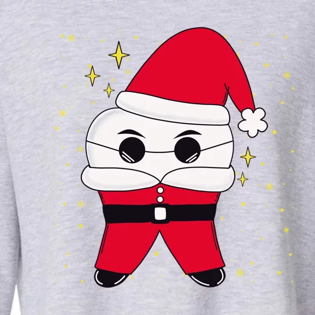 Santa Tooth Dentist Christmas Gift Cropped Pullover Crew