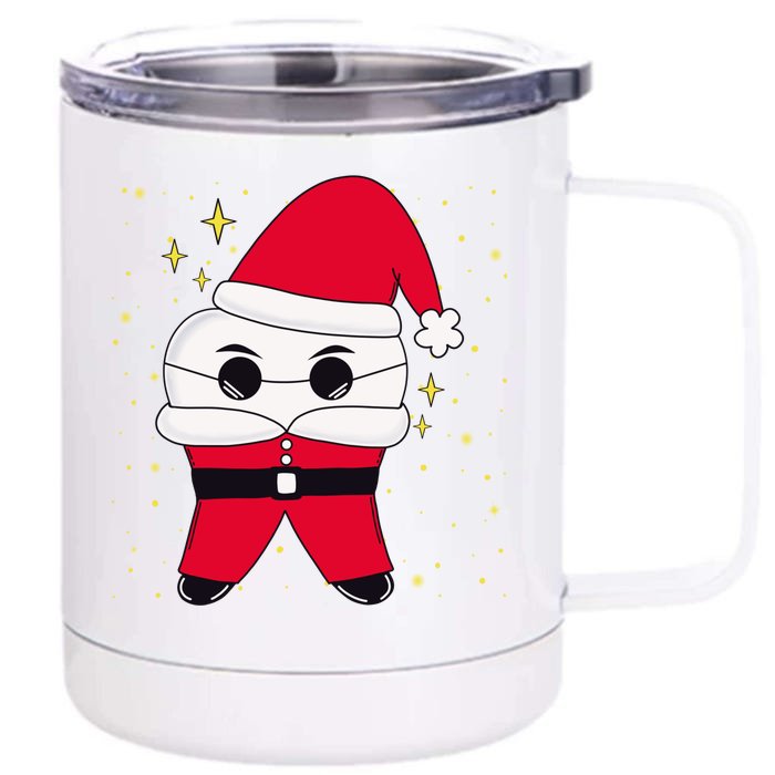 Santa Tooth Dentist Christmas Gift Front & Back 12oz Stainless Steel Tumbler Cup