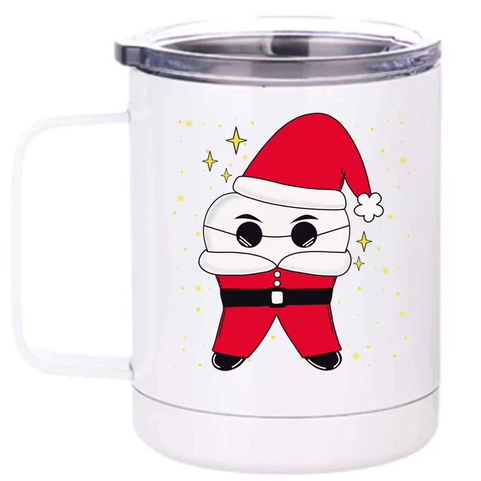 Santa Tooth Dentist Christmas Gift Front & Back 12oz Stainless Steel Tumbler Cup