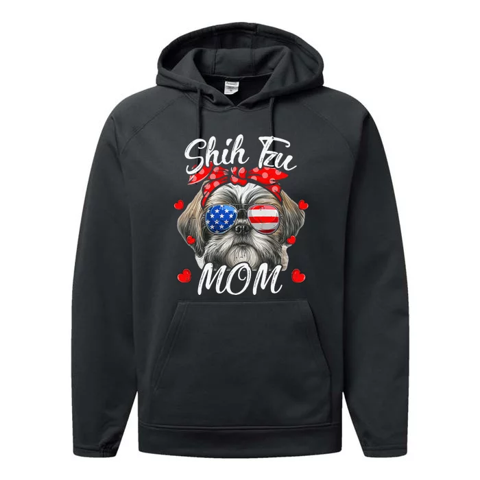 Shih Tzu Dog Mom Shih Tzu Mama Puppy Wo Mother's Day Performance Fleece Hoodie