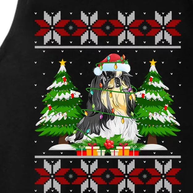 Shih Tzu Dog Christmas Tree Lights Ugly Sweater Santa Xmas Meaningful Gift Ladies Tri-Blend Wicking Tank