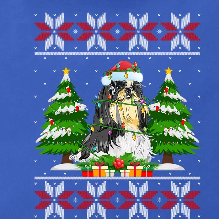 Shih Tzu Dog Christmas Tree Lights Ugly Sweater Santa Xmas Meaningful Gift Zip Tote Bag