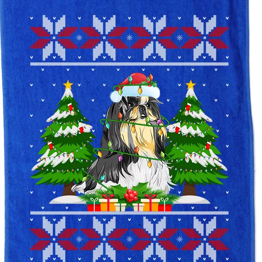 Shih Tzu Dog Christmas Tree Lights Ugly Sweater Santa Xmas Meaningful Gift Platinum Collection Golf Towel