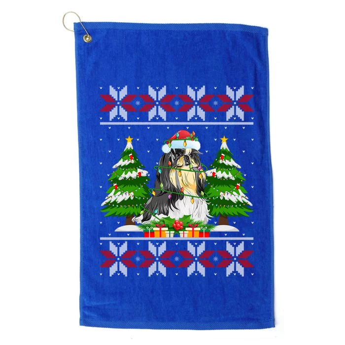 Shih Tzu Dog Christmas Tree Lights Ugly Sweater Santa Xmas Meaningful Gift Platinum Collection Golf Towel