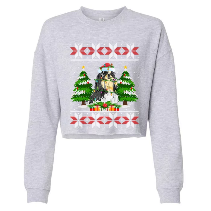 Shih Tzu Dog Christmas Tree Lights Ugly Sweater Santa Xmas Meaningful Gift Cropped Pullover Crew