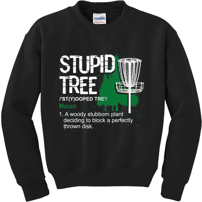 Stupid Tree Definition Disc Golf Golfers Vintage Christmas Kids Sweatshirt