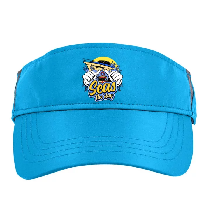 Seas The Day Compass Ocean Maritime Sealife Gift Adult Drive Performance Visor