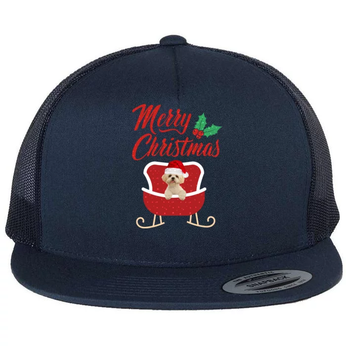 Shih Tzu Dog Merry Christmas Design For The Holiday Season! Flat Bill Trucker Hat