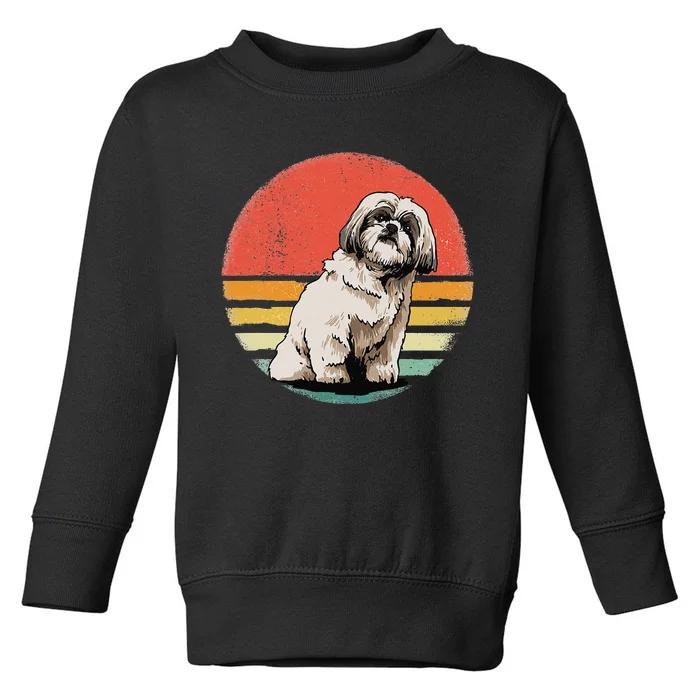 Shih Tzu Dog Retro Vintage Sunset Pet Shih Tzu Breed Lover Toddler Sweatshirt