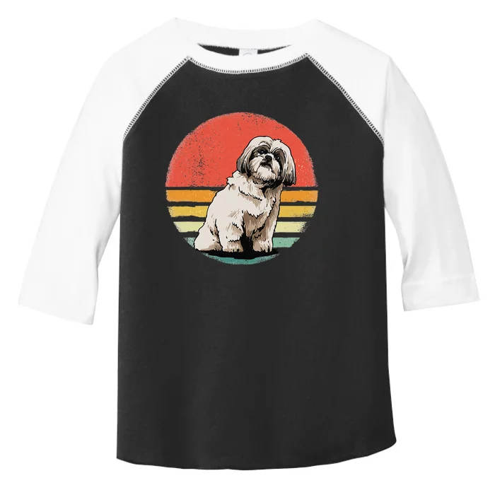 Shih Tzu Dog Retro Vintage Sunset Pet Shih Tzu Breed Lover Toddler Fine Jersey T-Shirt