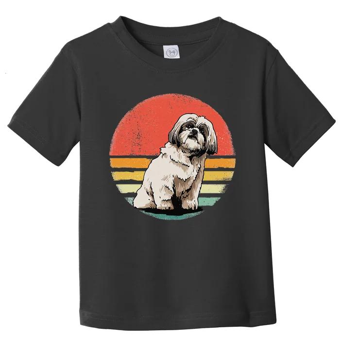 Shih Tzu Dog Retro Vintage Sunset Pet Shih Tzu Breed Lover Toddler T-Shirt