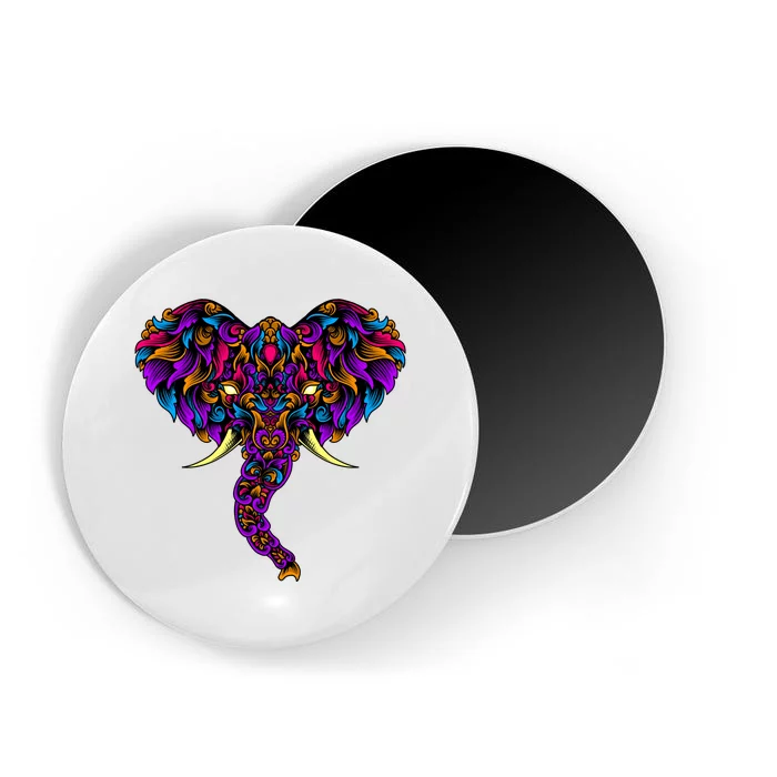 Save The Elephants Ornate Colorful Elephant Head Magnet