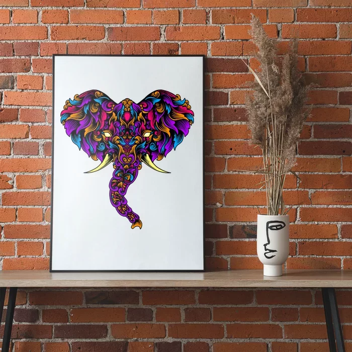 Save The Elephants Ornate Colorful Elephant Head Poster