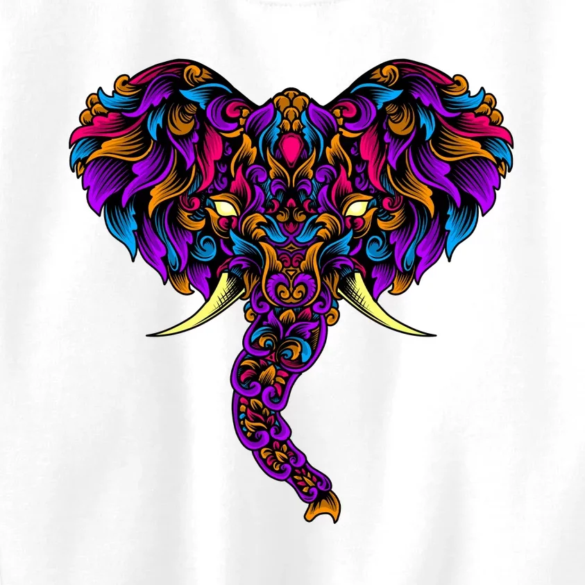 Save The Elephants Ornate Colorful Elephant Head Kids Sweatshirt