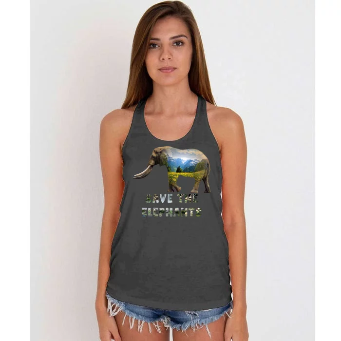 Save The Elephants Women's Knotted Racerback Tank