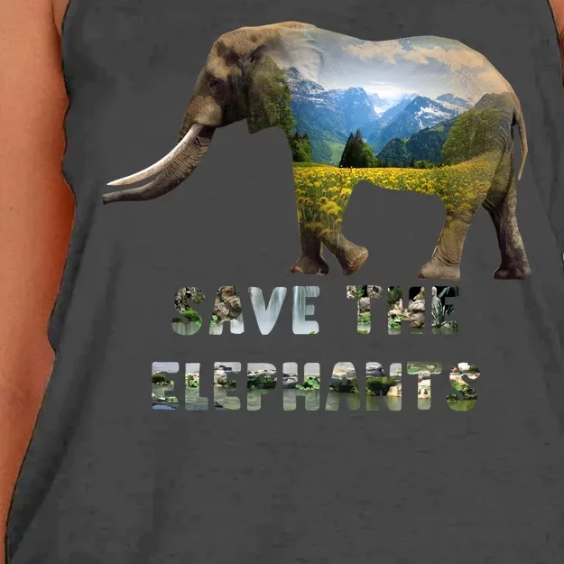 Save The Elephants Women's Knotted Racerback Tank