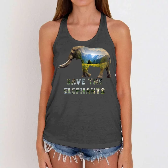 Save The Elephants Women's Knotted Racerback Tank