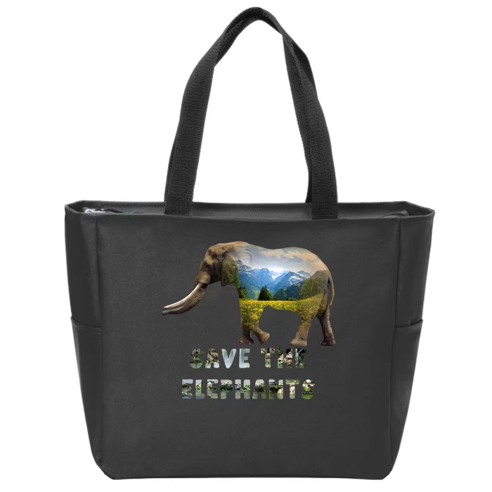 Save The Elephants Zip Tote Bag