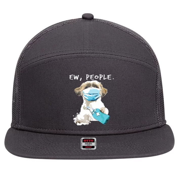 Shih Tzu Ew People Dog Wearing A Face Mask 7 Panel Mesh Trucker Snapback Hat