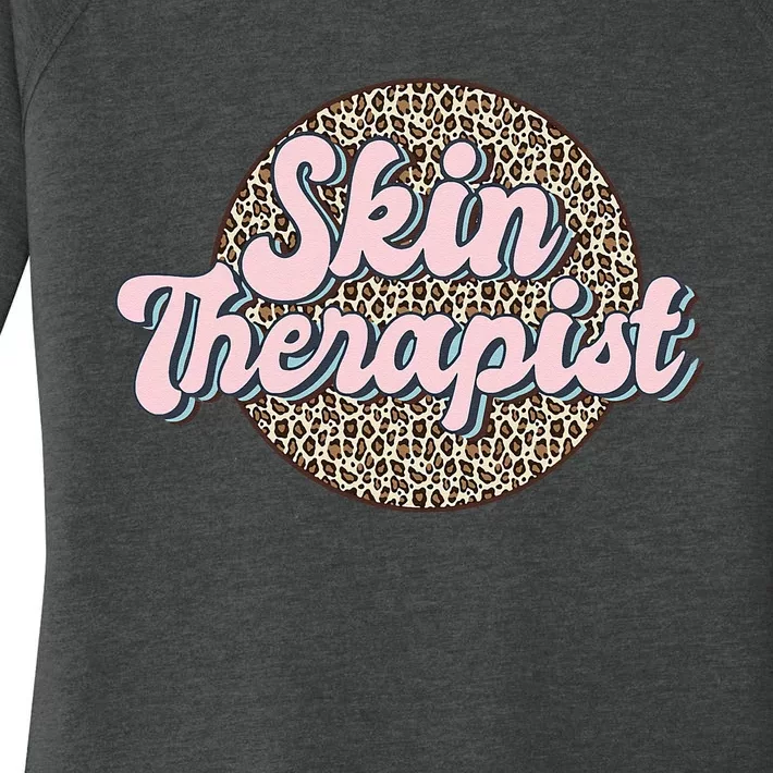 Skin Therapist Esthetician Leopard Skincare Women's Perfect Tri Tunic Long Sleeve Shirt