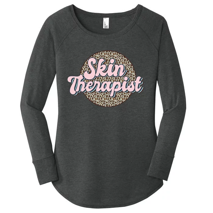 Skin Therapist Esthetician Leopard Skincare Women's Perfect Tri Tunic Long Sleeve Shirt