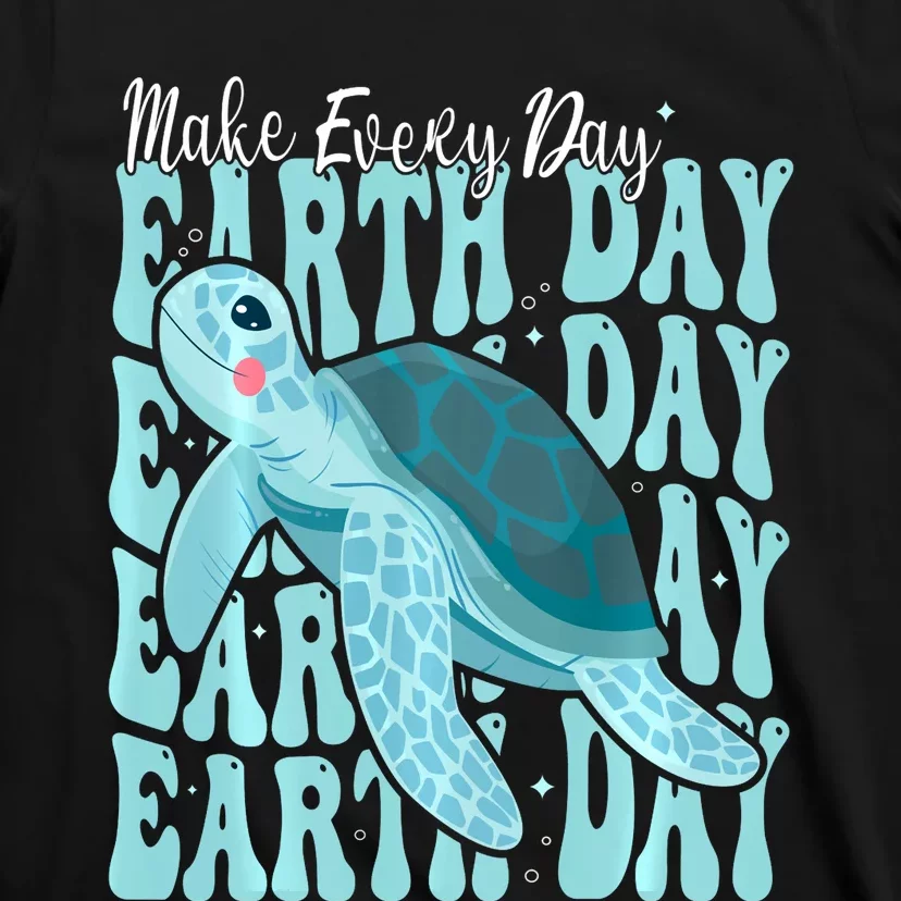 Sea Turtle Earth Day Groovy Make Every Day Earth Day 2024 T-Shirt