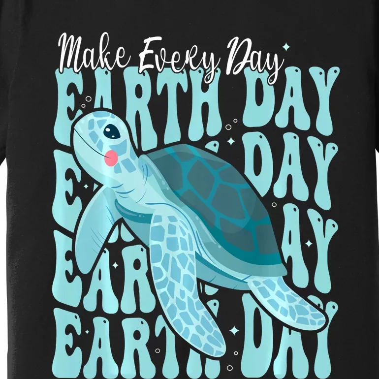 Sea Turtle Earth Day Groovy Make Every Day Earth Day 2024 Premium T-Shirt