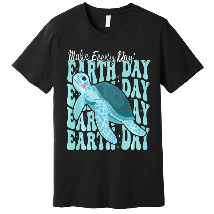 Sea Turtle Earth Day Groovy Make Every Day Earth Day 2024 Premium T-Shirt