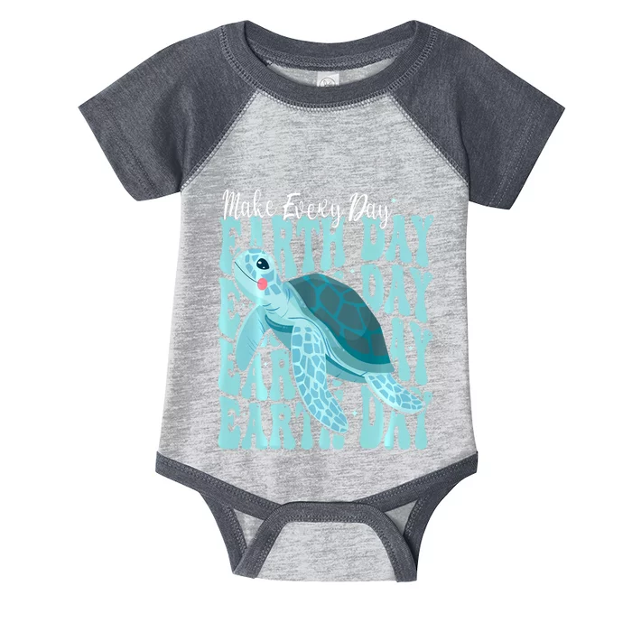 Sea Turtle Earth Day Groovy Make Every Day Earth Day 2024 Infant Baby Jersey Bodysuit