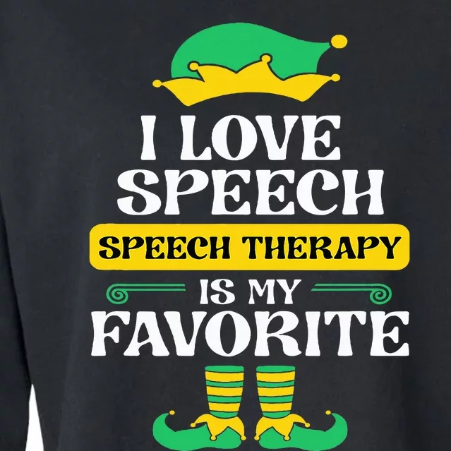 Speech Therapy Elf Christmas School Therapist SLP Language Cropped Pullover Crew