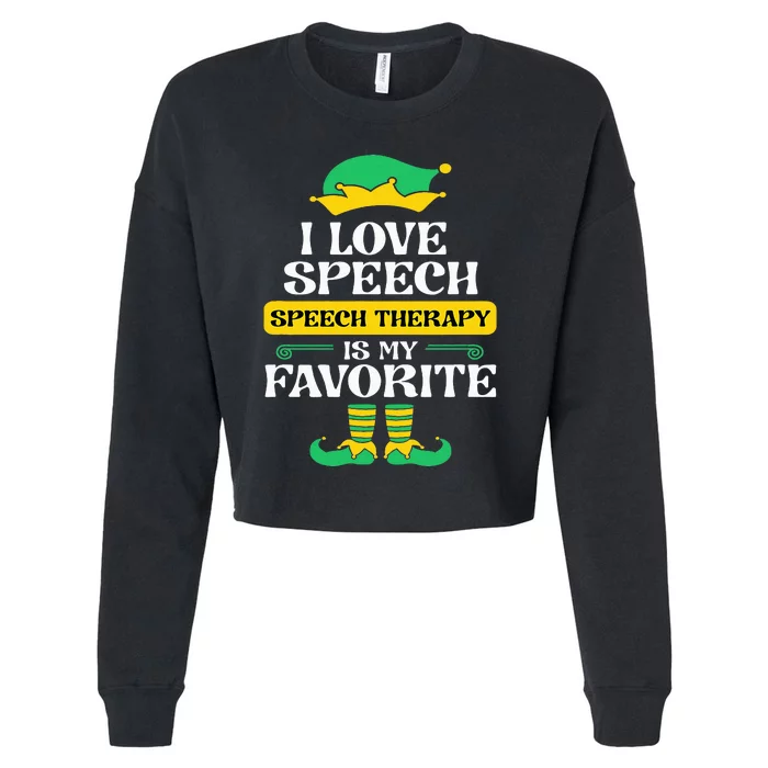 Speech Therapy Elf Christmas School Therapist SLP Language Cropped Pullover Crew