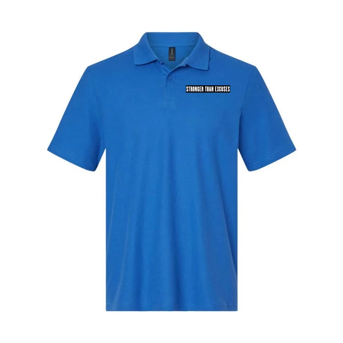 Stronger Than Excuses Gift Inspirational Gym And Workout Gift Softstyle Adult Sport Polo