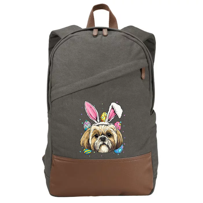 Shih Tzu Easter Bunny Dog Pet Owner Breeder Animal Lover Cotton Canvas Backpack