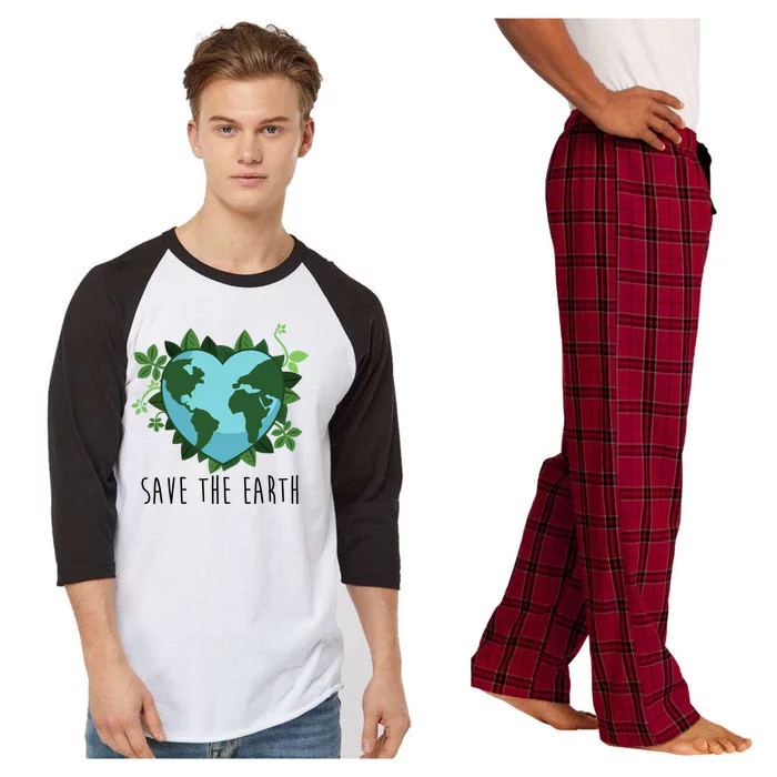 Save The Earth Planet Heart Earth Day Raglan Sleeve Pajama Set