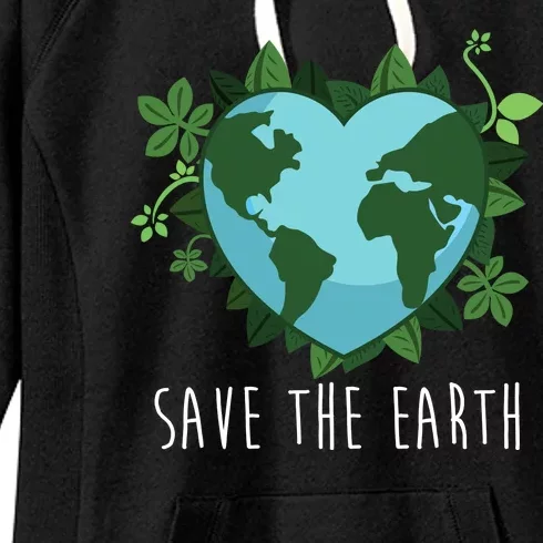 Save The Earth Planet Heart Earth Day Women's Fleece Hoodie