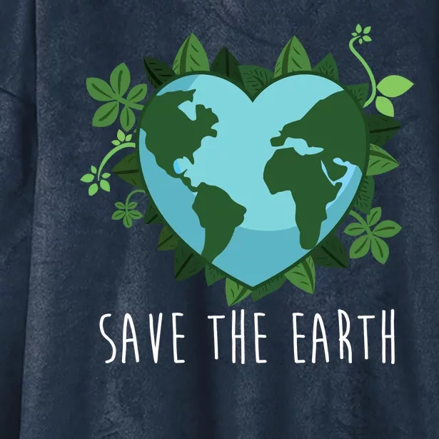 Save The Earth Planet Heart Earth Day Hooded Wearable Blanket