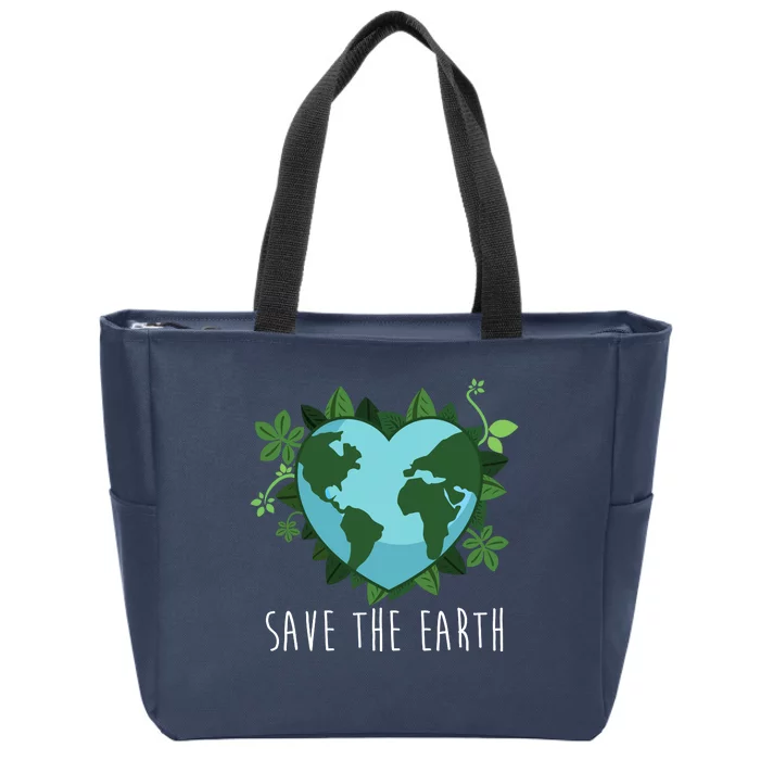 Save The Earth Planet Heart Earth Day Zip Tote Bag