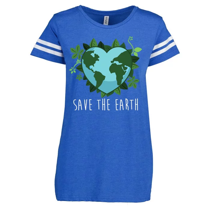 Save The Earth Planet Heart Earth Day Enza Ladies Jersey Football T-Shirt