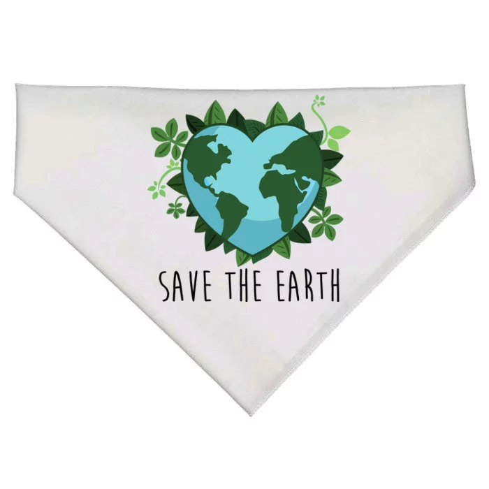 Save The Earth Planet Heart Earth Day USA-Made Doggie Bandana