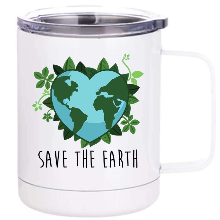 Save The Earth Planet Heart Earth Day Front & Back 12oz Stainless Steel Tumbler Cup