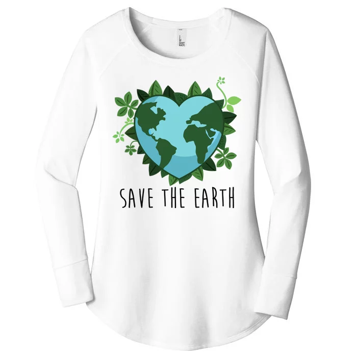 Save The Earth Planet Heart Earth Day Women's Perfect Tri Tunic Long Sleeve Shirt