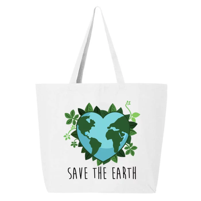 Save The Earth Planet Heart Earth Day 25L Jumbo Tote