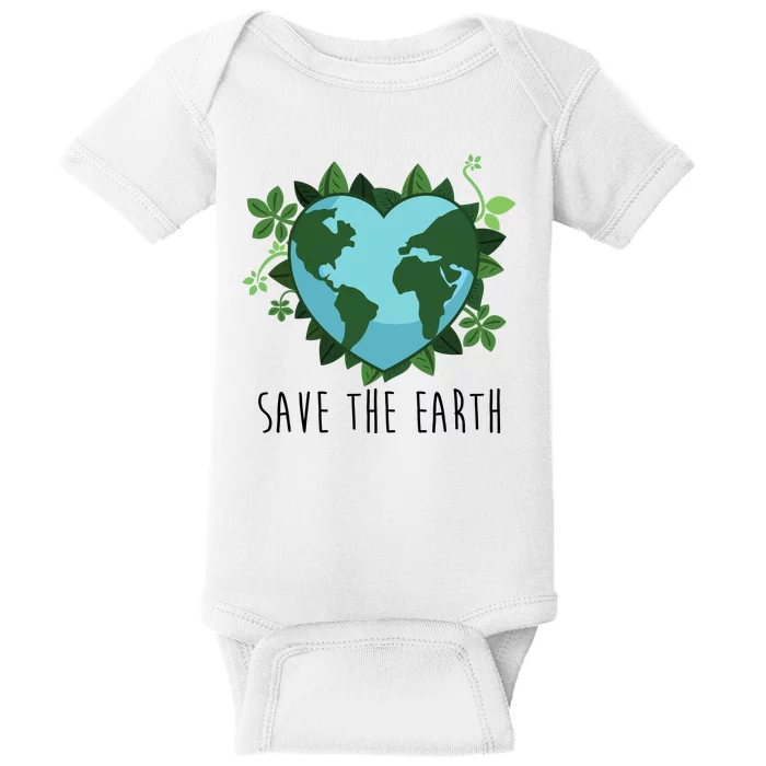 Save The Earth Planet Heart Earth Day Baby Bodysuit