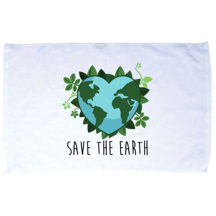 Save The Earth Planet Heart Earth Day Microfiber Hand Towel